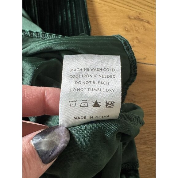 Baltic Born Emerald Green Striped Velvet Velour Wrap Dress Women Size Small - Picture 10 of 11
